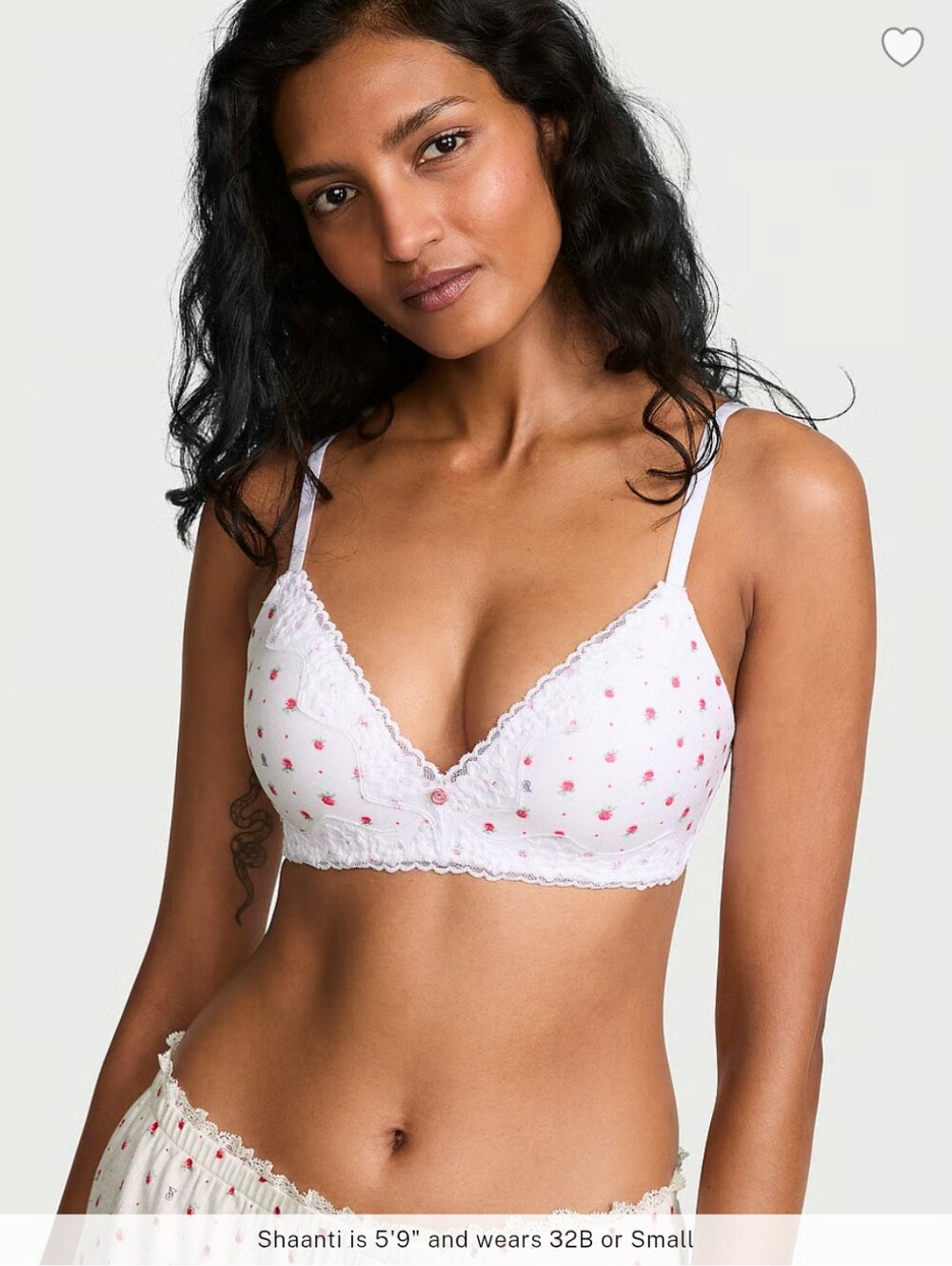 Victoria's Secret The T-shirt Cotton Lace-Trim Lightly Lined Wireless Bra- 36D